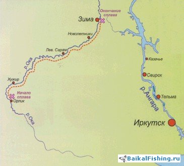 Карта сплава по Оке